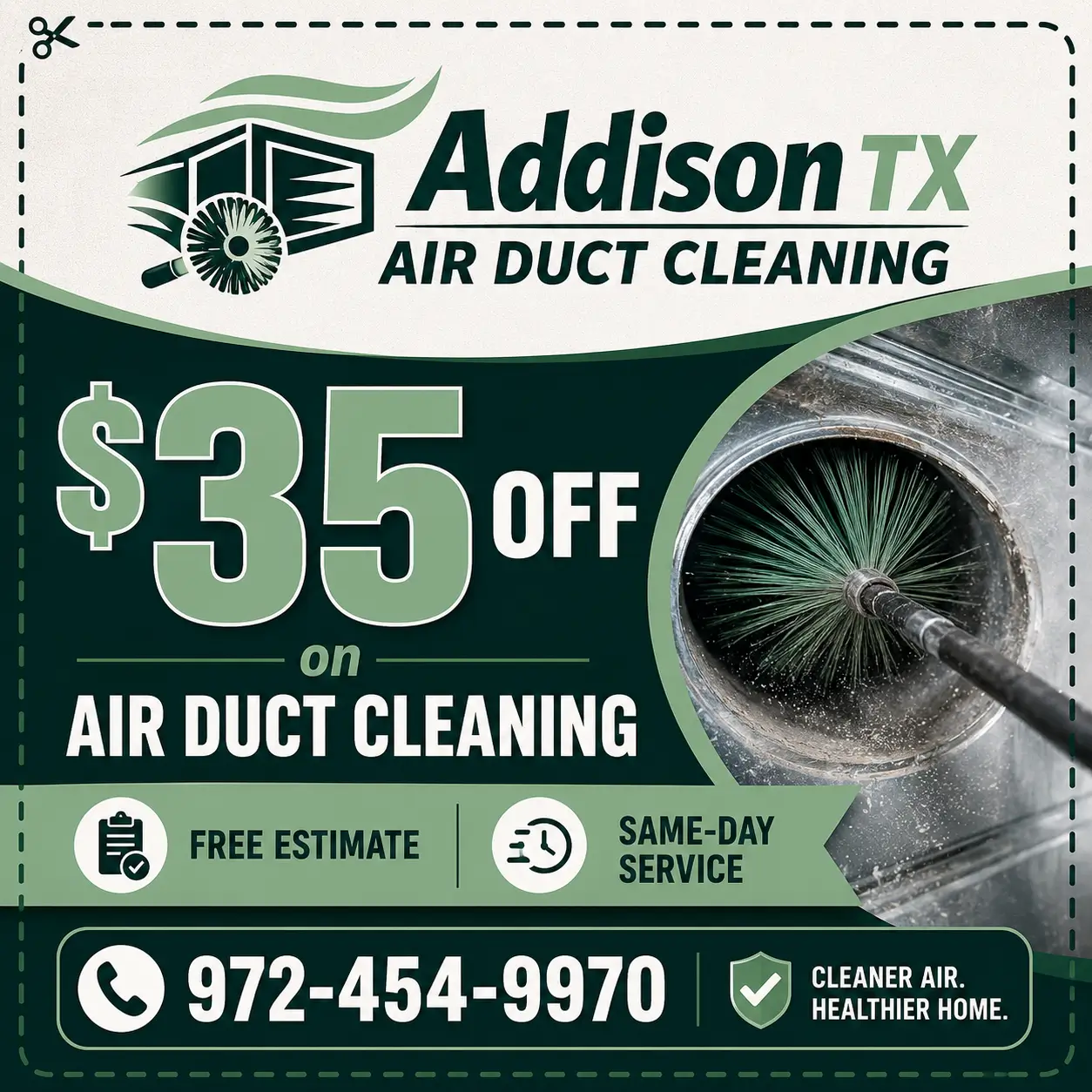 Special offer for professional air duct cleaning in Addison Texas